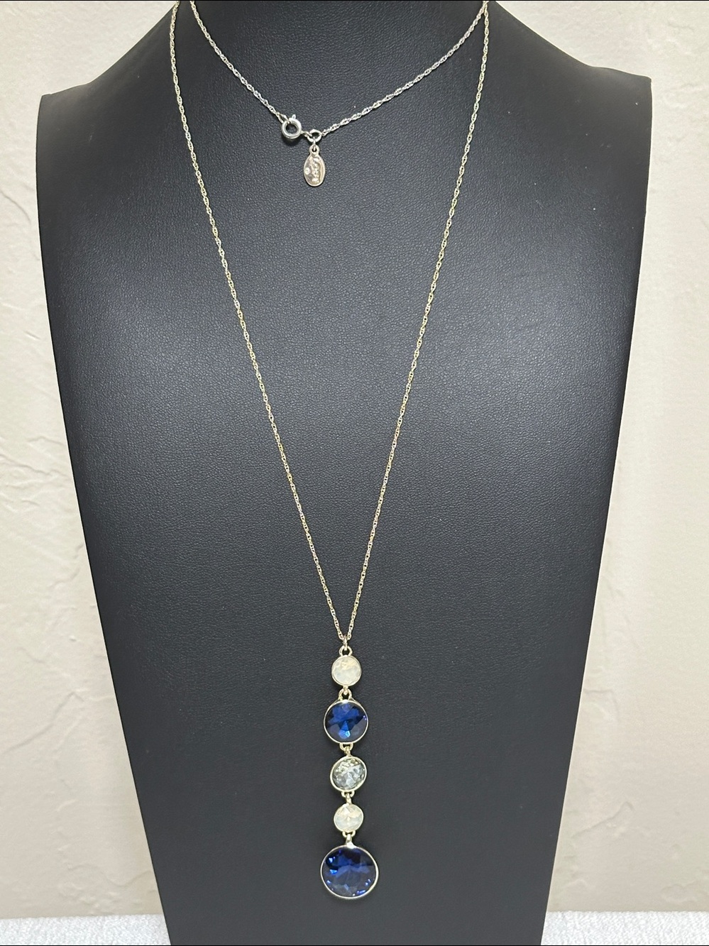 Loft Lariat Style Tiered Drop Rhinestone Necklace